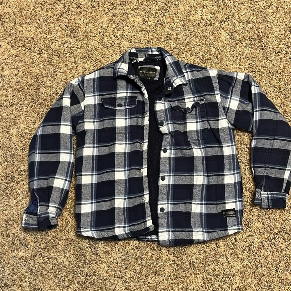 Silver jeans line plaid blue shirt